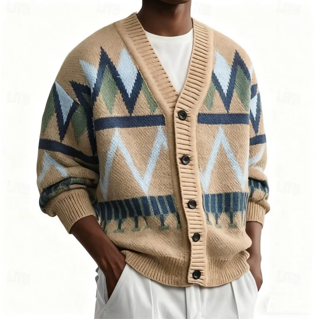 Wilfred | Mens Cardigan V-Neck Patterned Button