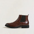 Alaric | Men's Brogue Chelsea Ankle Boots with Wingtip Detailing, Elastic Side Panels & Rubber Sole
