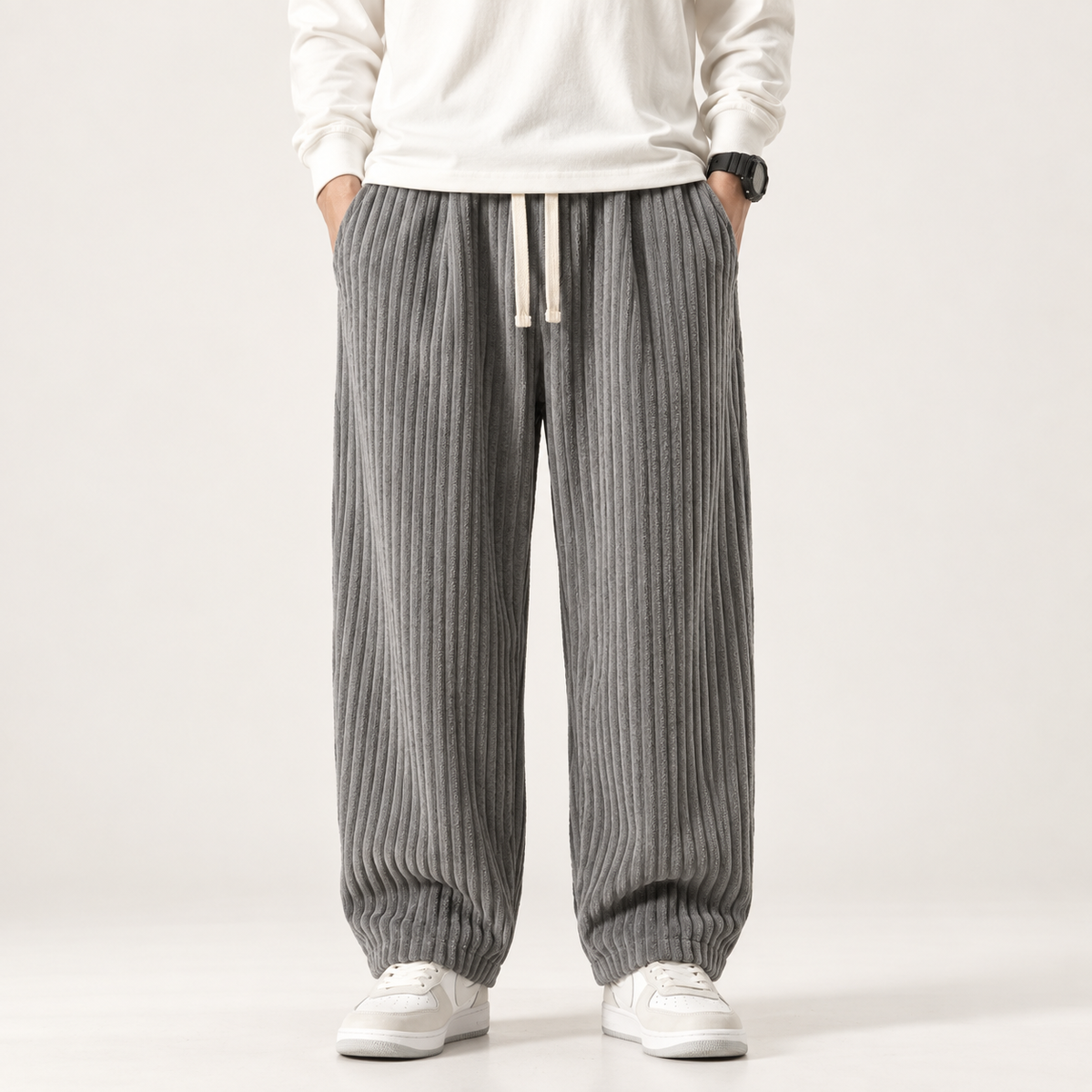 Rory | Wide Leg Trousers Men Corduroy Textured