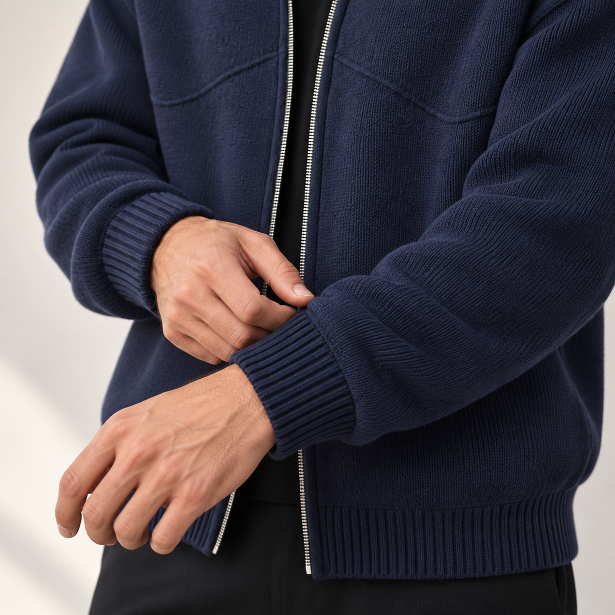 Ambrose | Mens Cardigan Zip Up Stand Collar