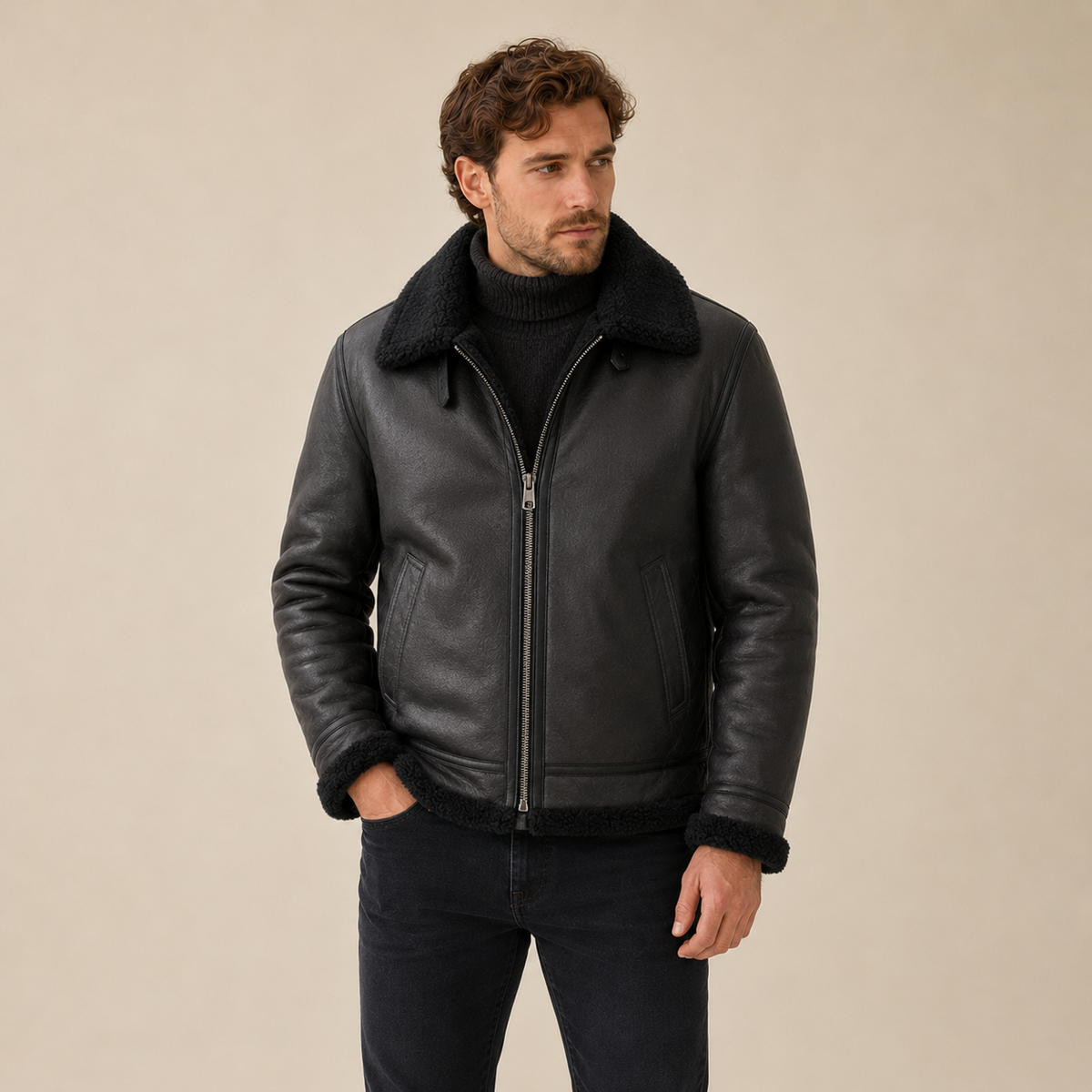 Rafael - Leather-Look Aviator Jacket for Men