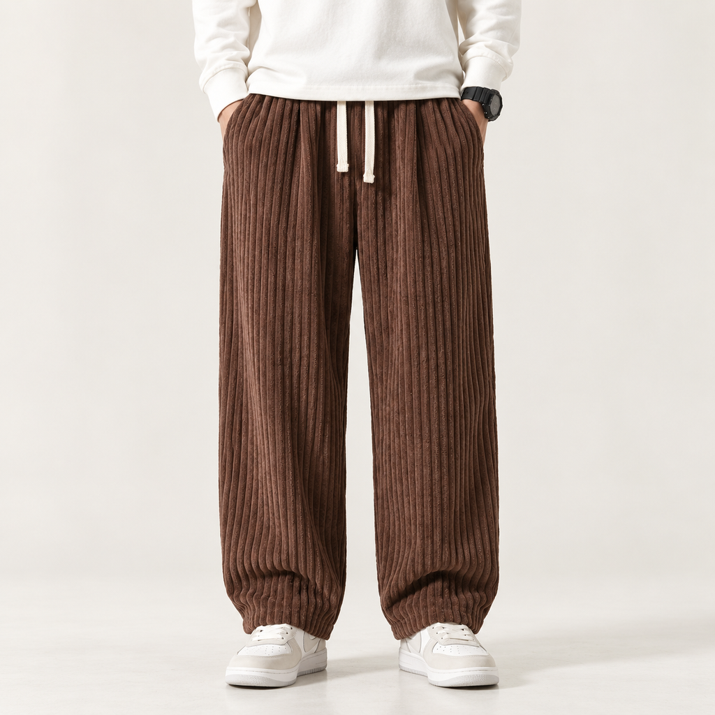 Rory | Wide Leg Trousers Men Corduroy Textured