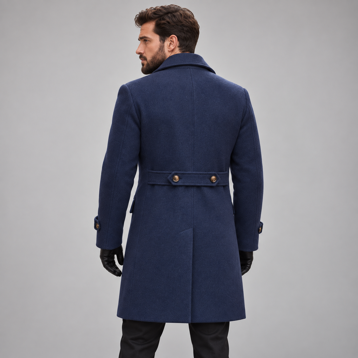 Larry - Men's Classic Pea Coat with Double-Breasted Front