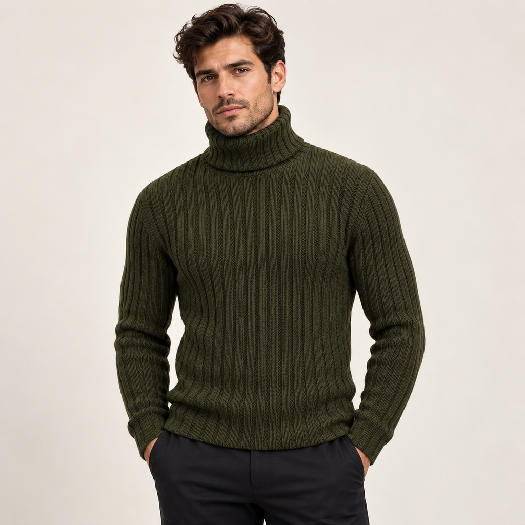 Lawson | Mens Ribbed Jumper High Neck Knitted Pullover