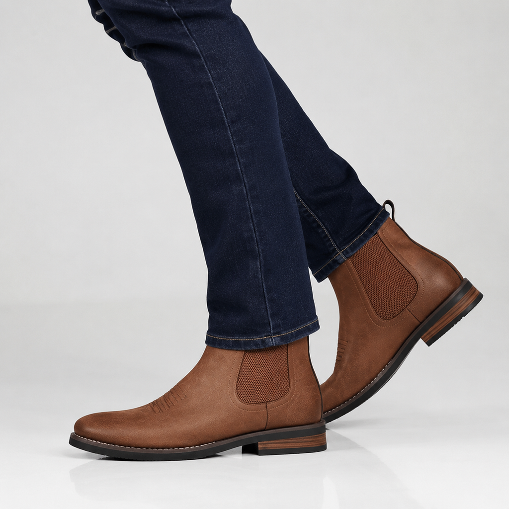 Leon - Chelsea Faux Leather Dealer Boots for Men