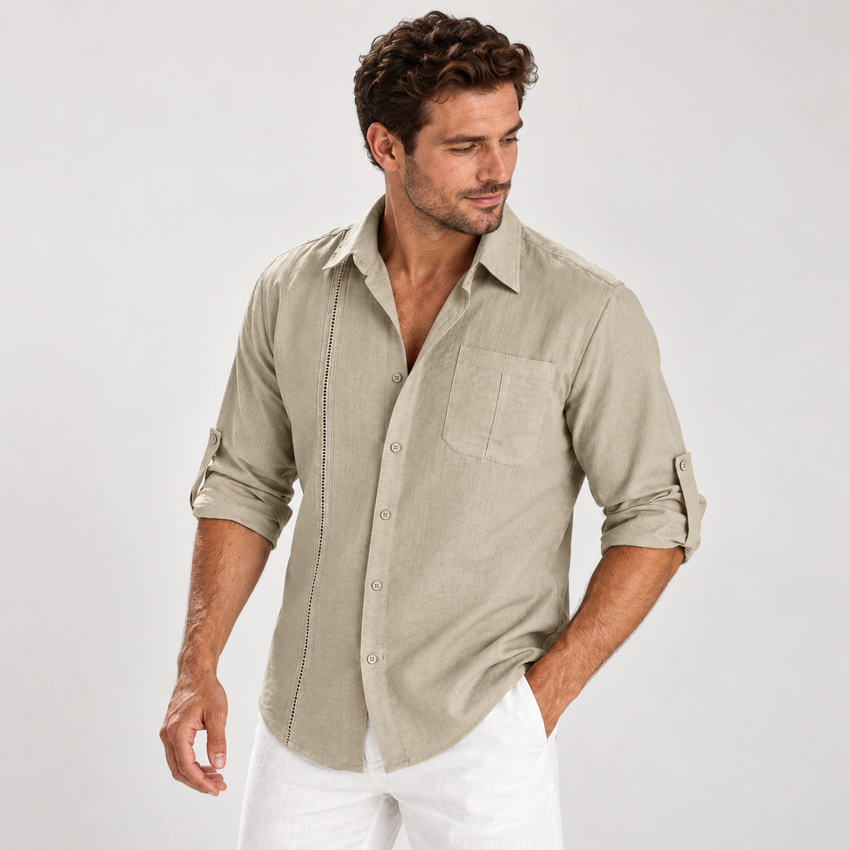 Marius - Linen Men's Overshirt Longsleeves