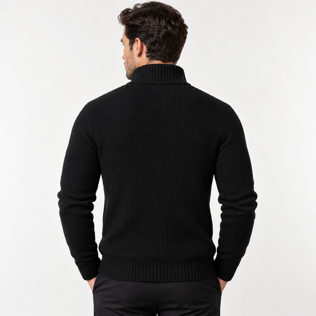 Emrys - Men's Textured Zip Cardigan with Stand Collar