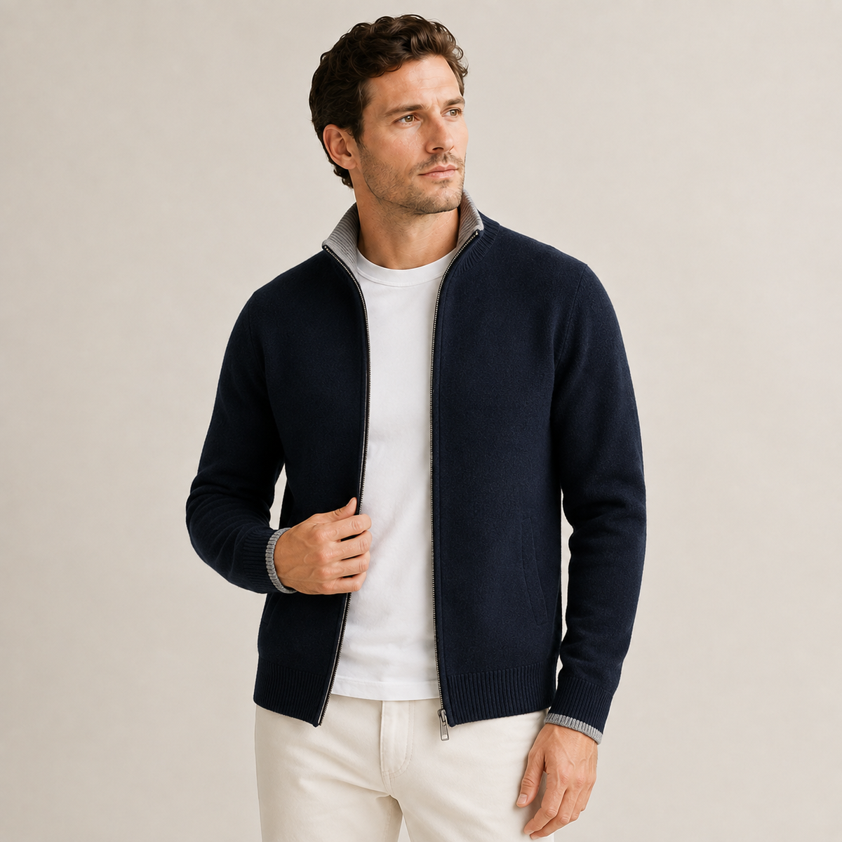 Laurent - Merino Wool Full-Zip Cardigan Men