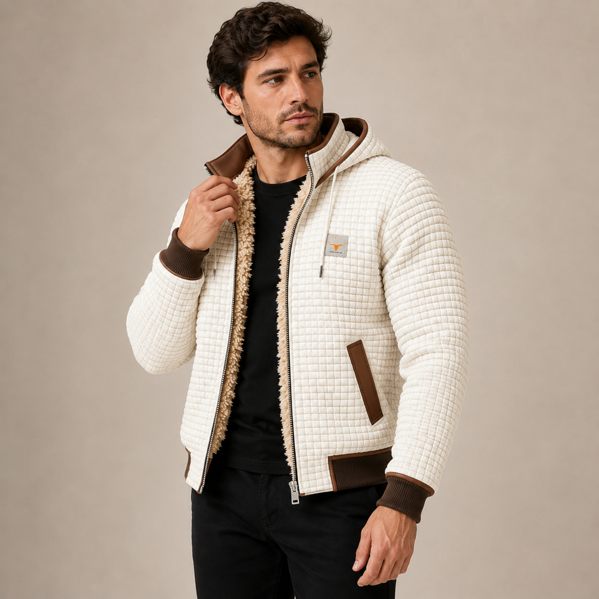Emmett - Brown Quilted Bomber Jacket