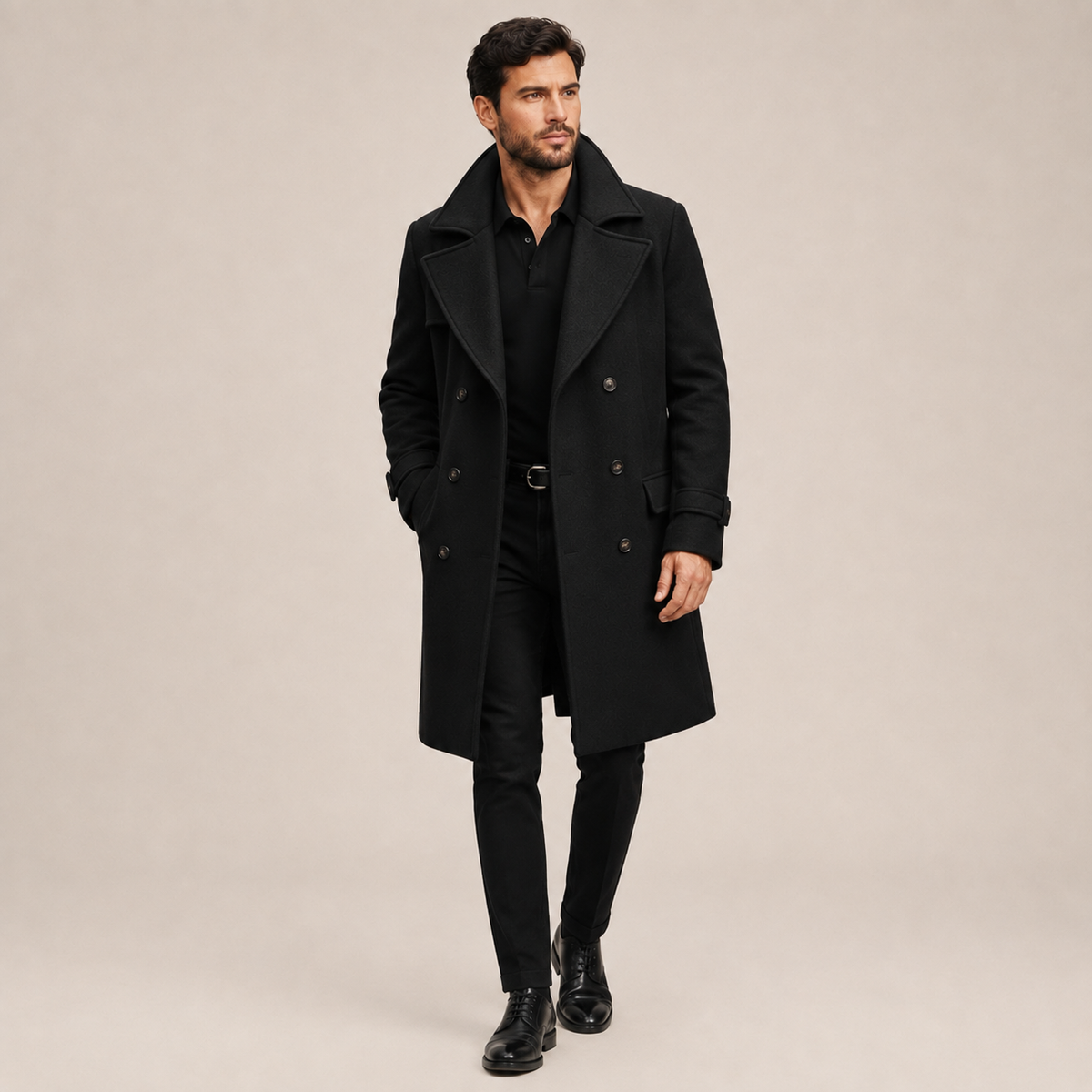 Dorian - Double-Breasted Wool Blend Pea Coat