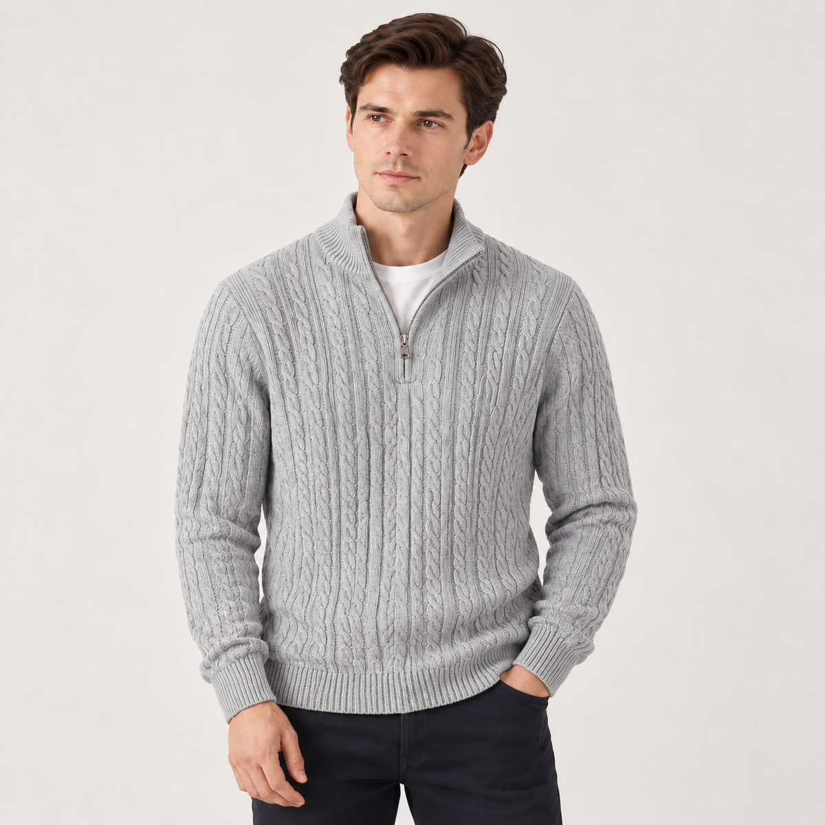 Frederik - Half-Zip Men's Cable Knit Jumper