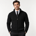 Emrys - Men's Textured Zip Cardigan with Stand Collar