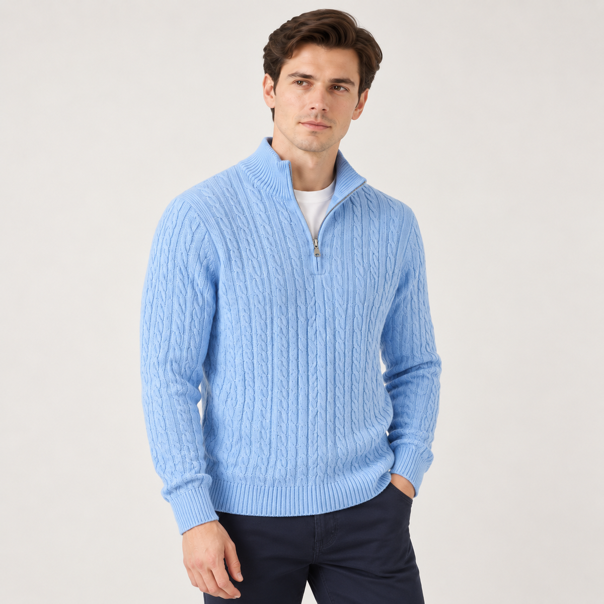 Frederik - Half-Zip Men's Cable Knit Jumper
