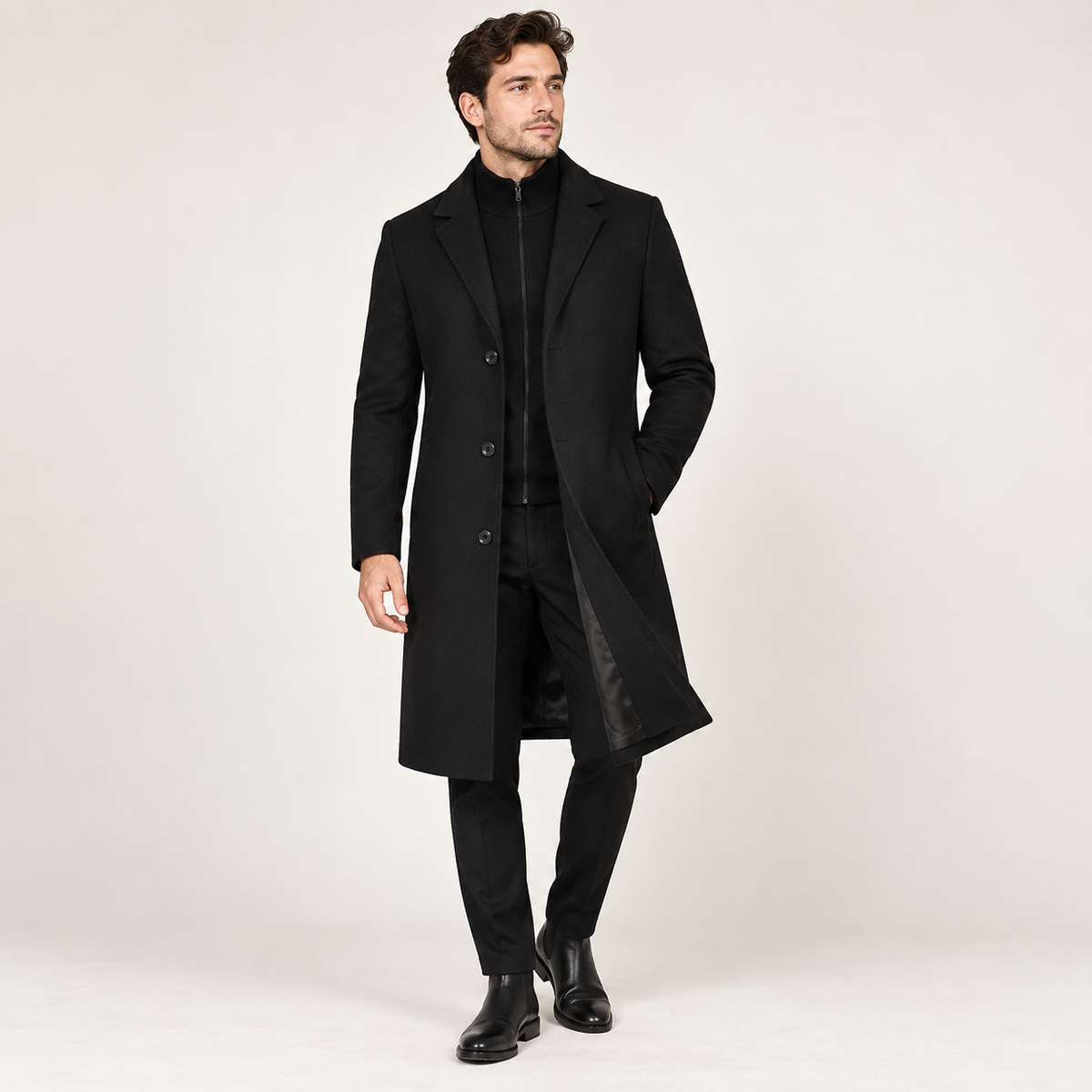 Thierry - Classic Men's Overcoat Black