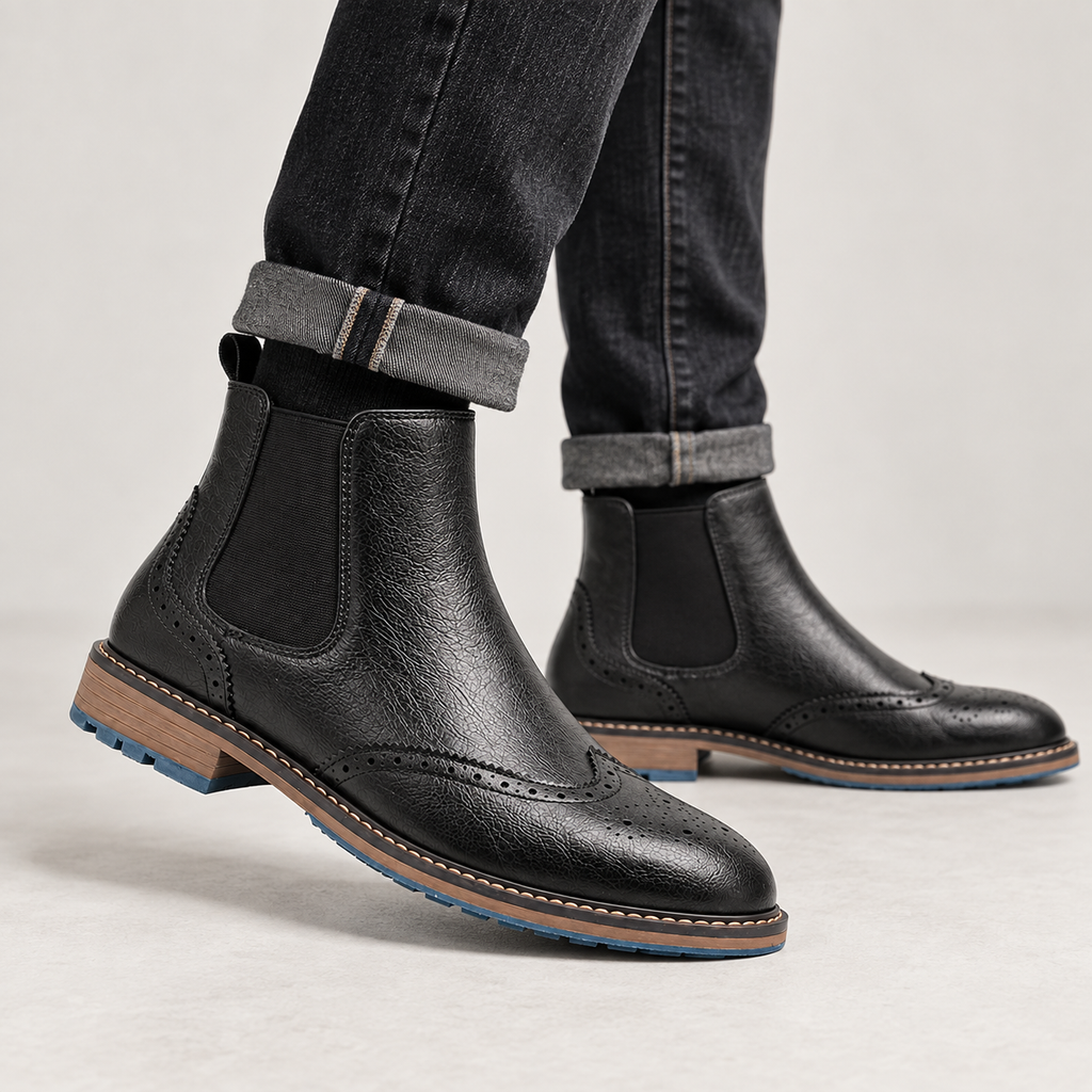 Barnaby | Chelsea Boots Men Brogue Detail