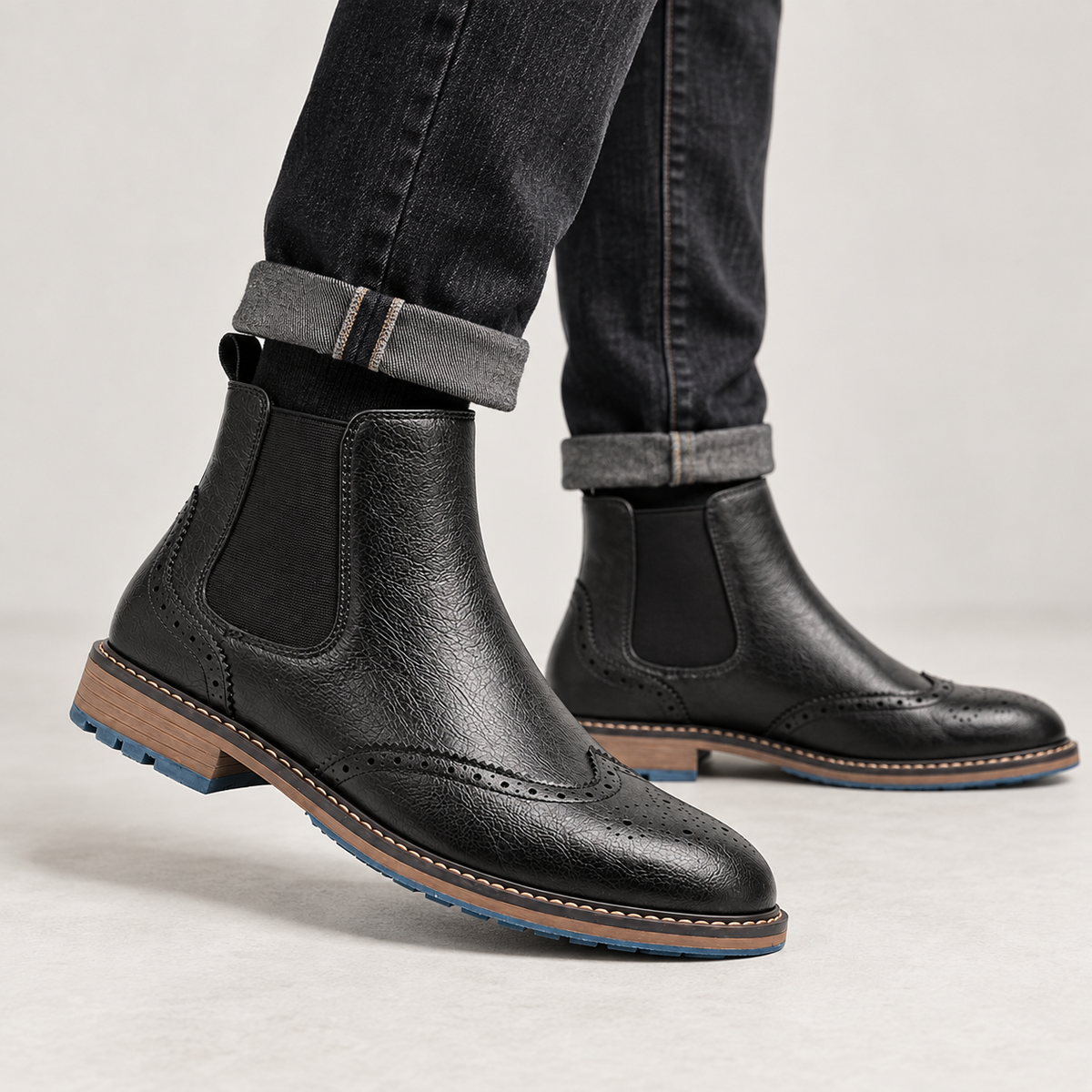 Barnaby | Chelsea Boots Men Brogue Detail