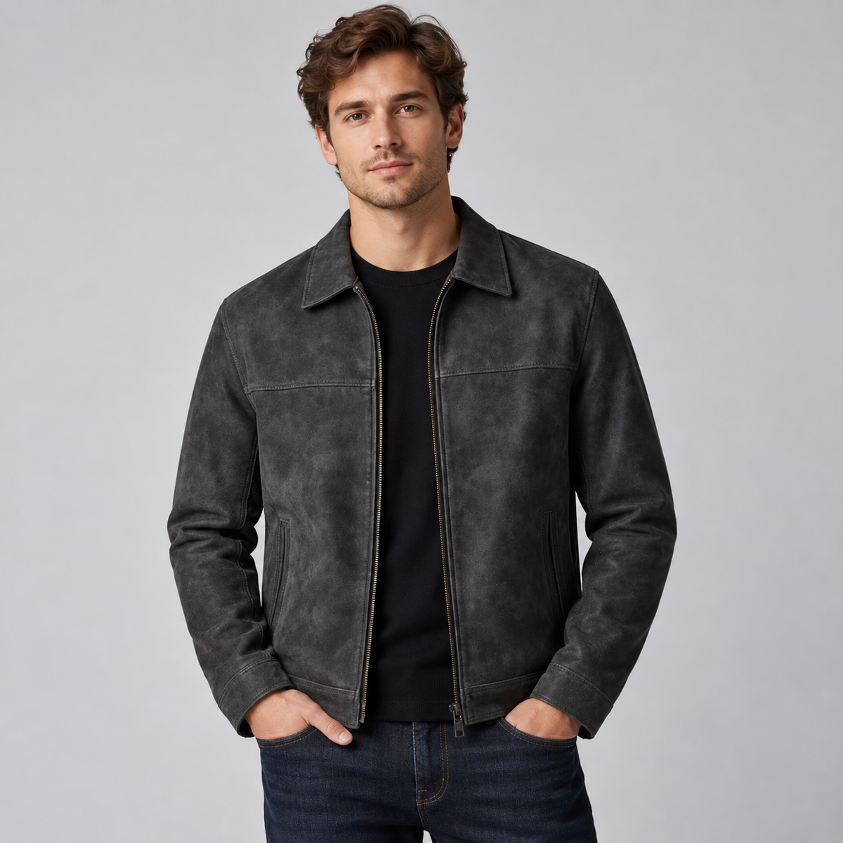 Dante | Distressed Zip Leather Jacket
