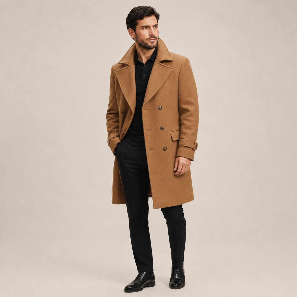 Dorian - Double-Breasted Wool Blend Pea Coat