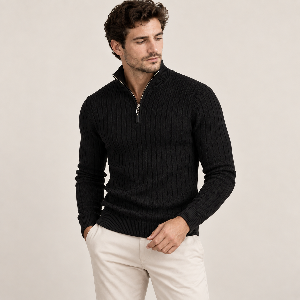Wesley - Ribbed Mens Quarter Zip Jumper