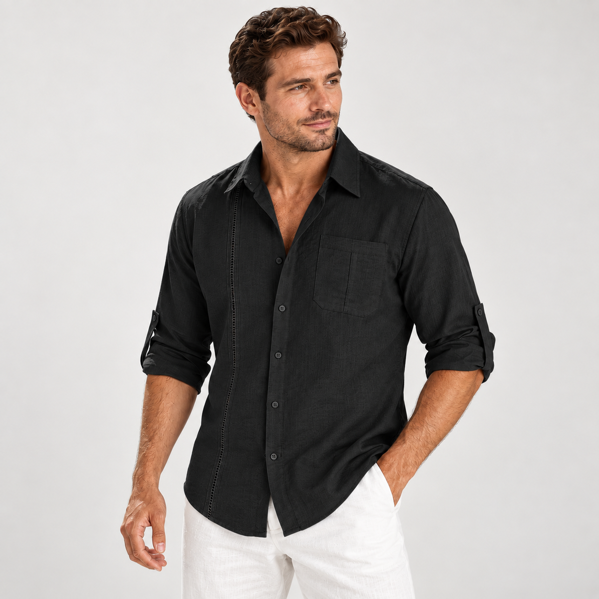 Marius - Linen Men's Overshirt Longsleeves