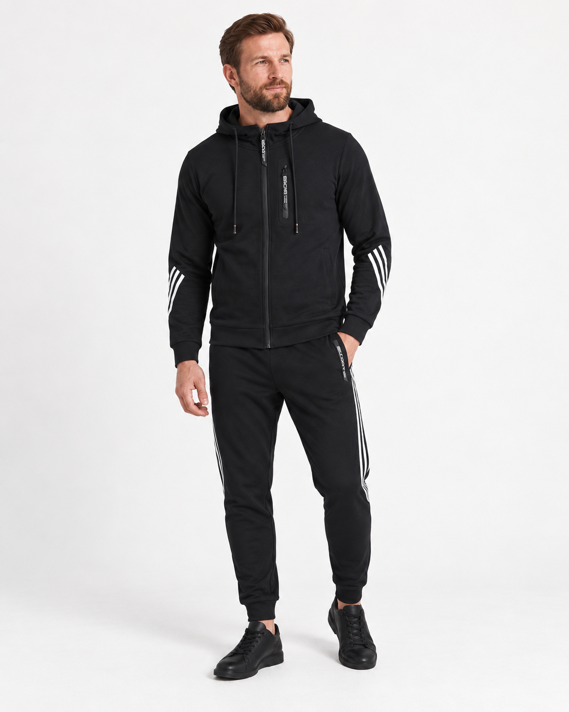 Oskar - Timeless Men's Grey Cotton-Blend Zip Tracksuit