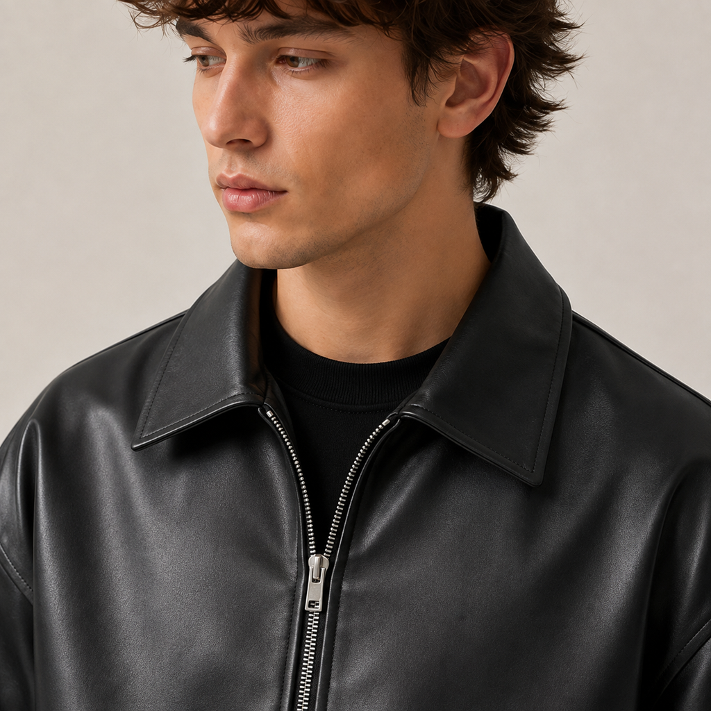 Lucien - Oversized Black Bomber Jacket