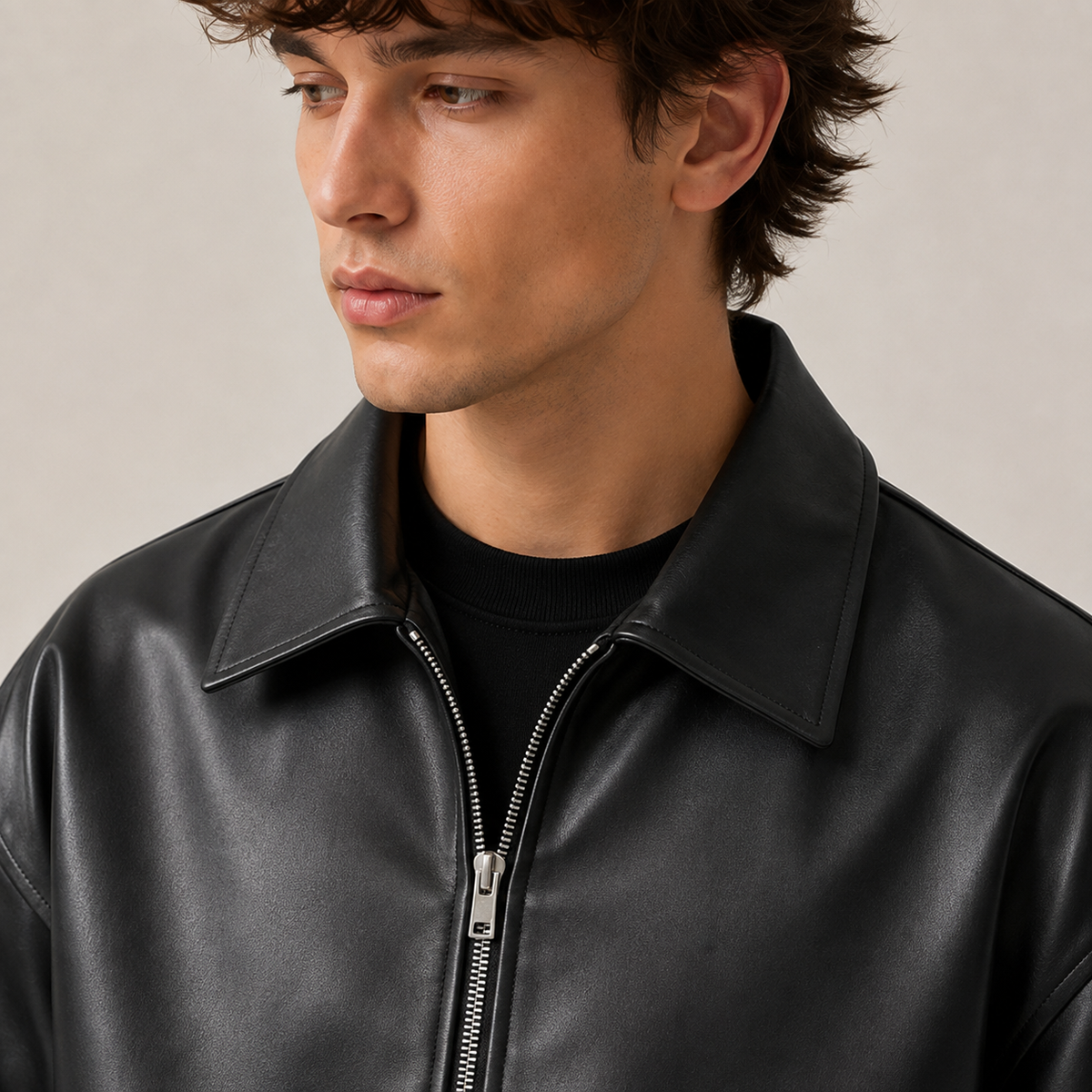 Lucien - Oversized Black Bomber Jacket