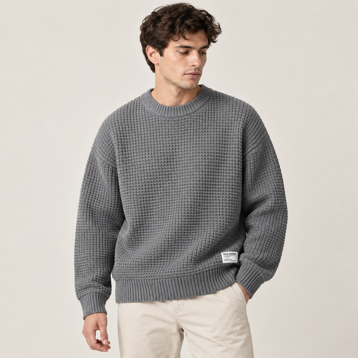 Nils - Textured Men's Chunky Knit Jumper