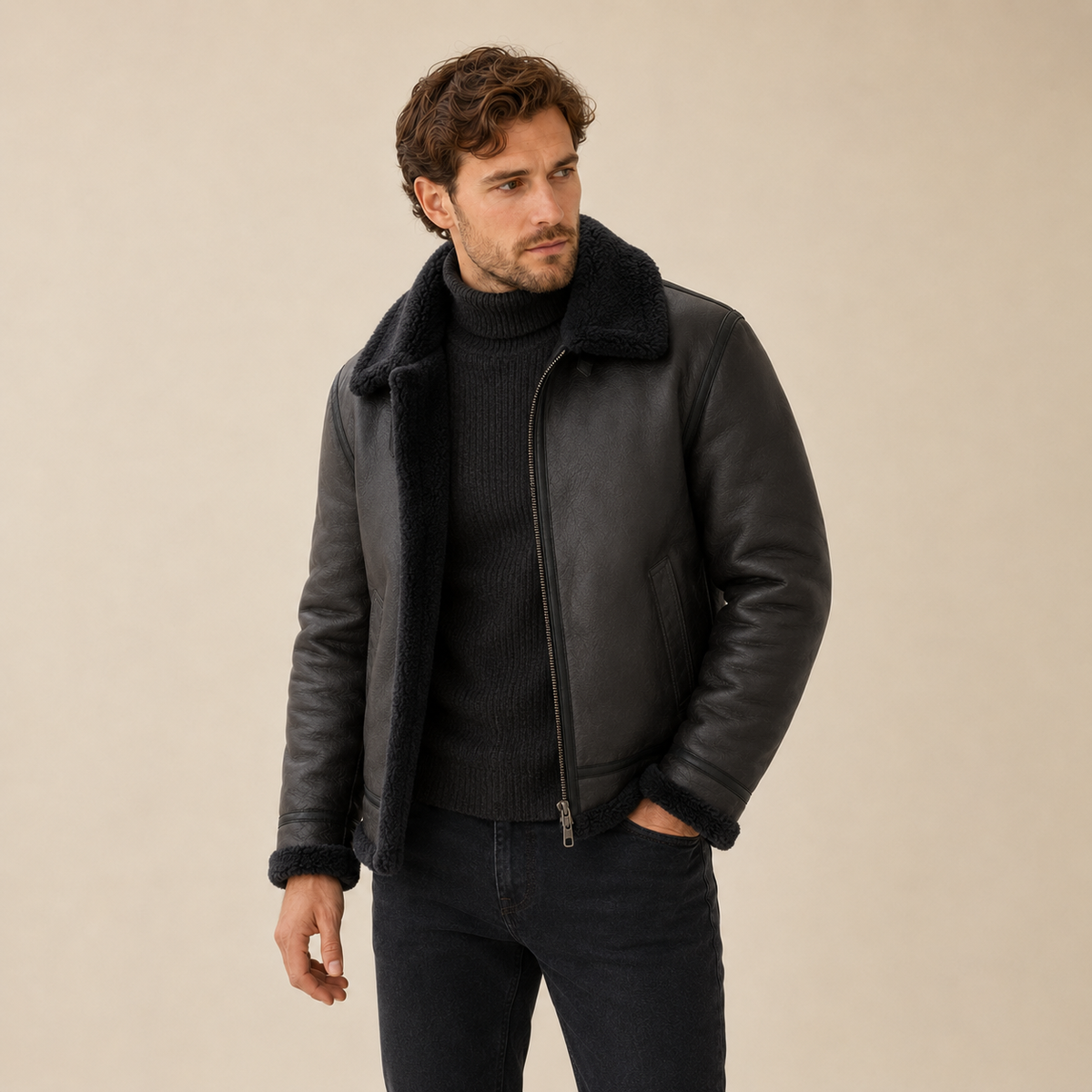 Rafael - Leather-Look Aviator Jacket for Men