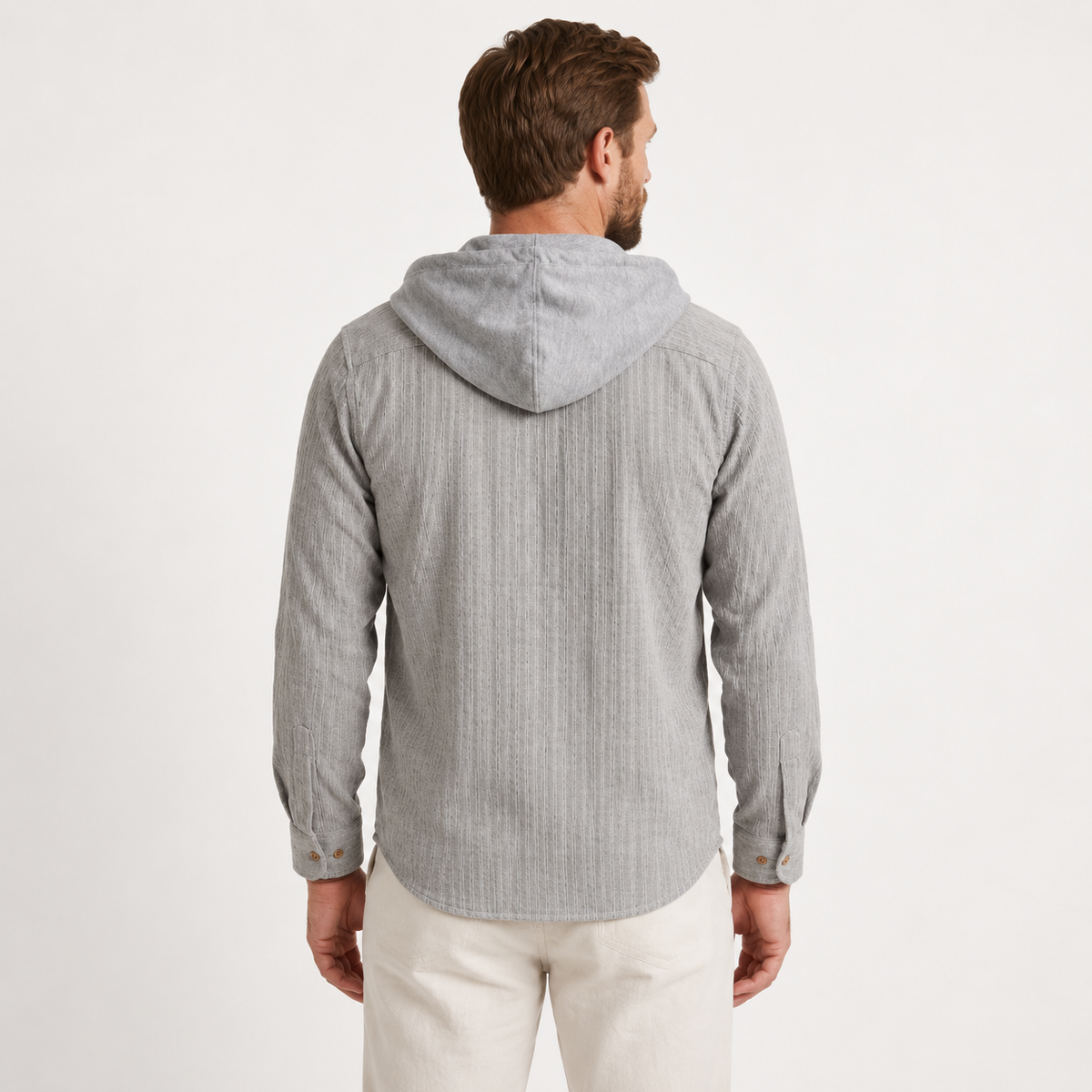 Sverre - Waffle Knit Men's Overshirt with Hood