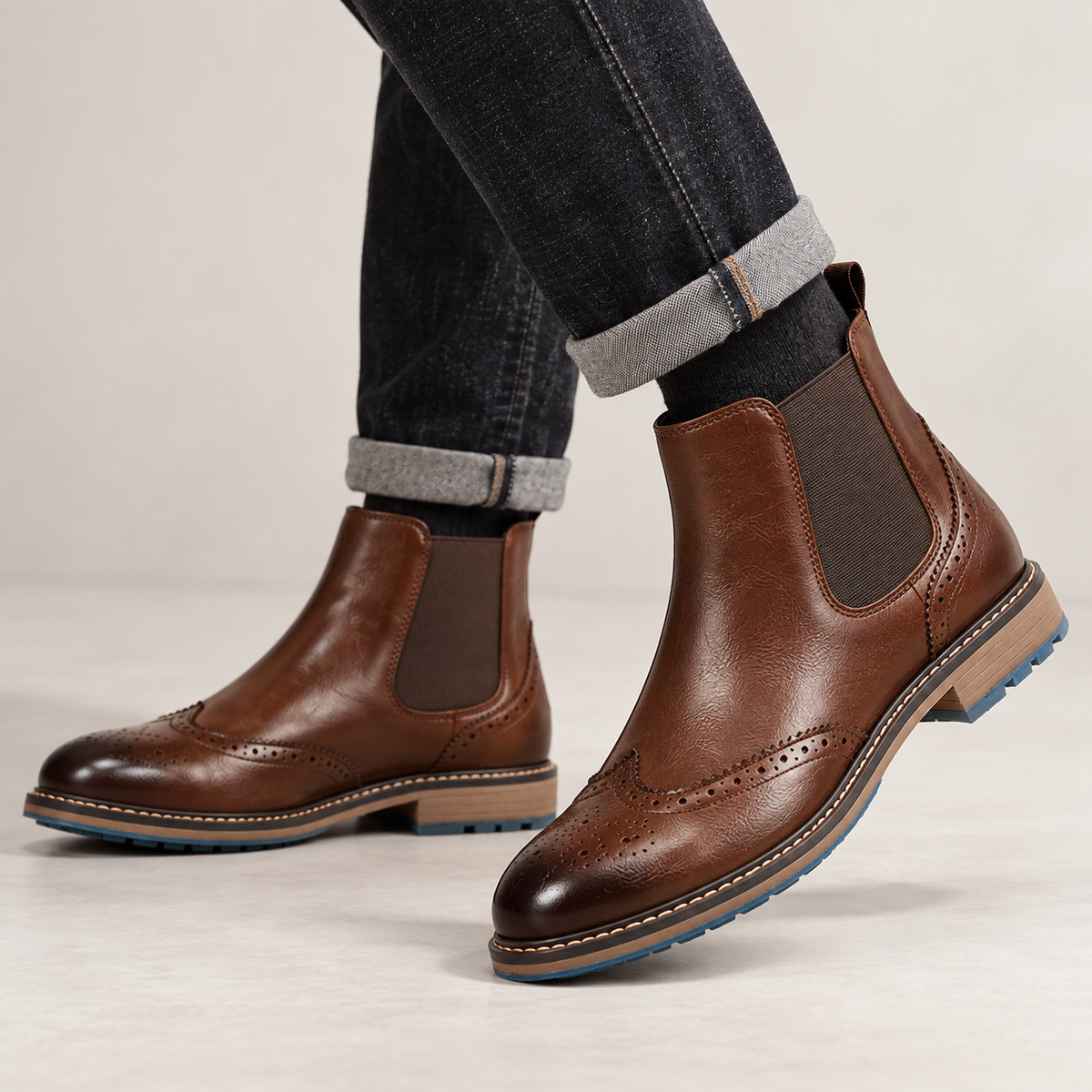 Barnaby | Chelsea Boots Men Brogue Detail