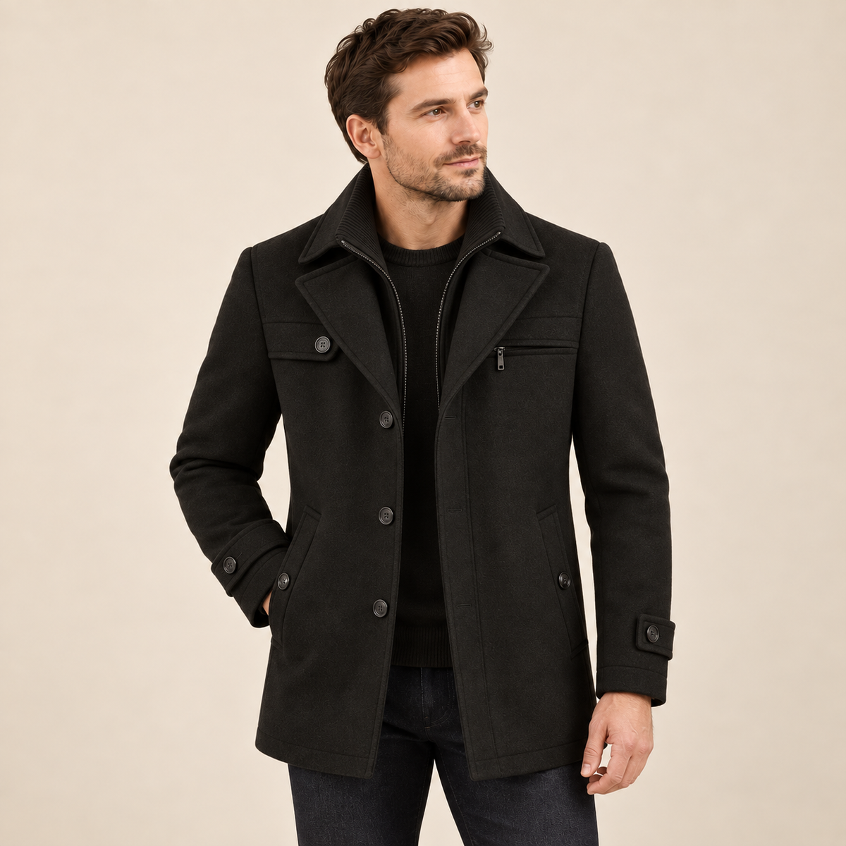 Hector - Wool Overcoat Men's Longline Coat