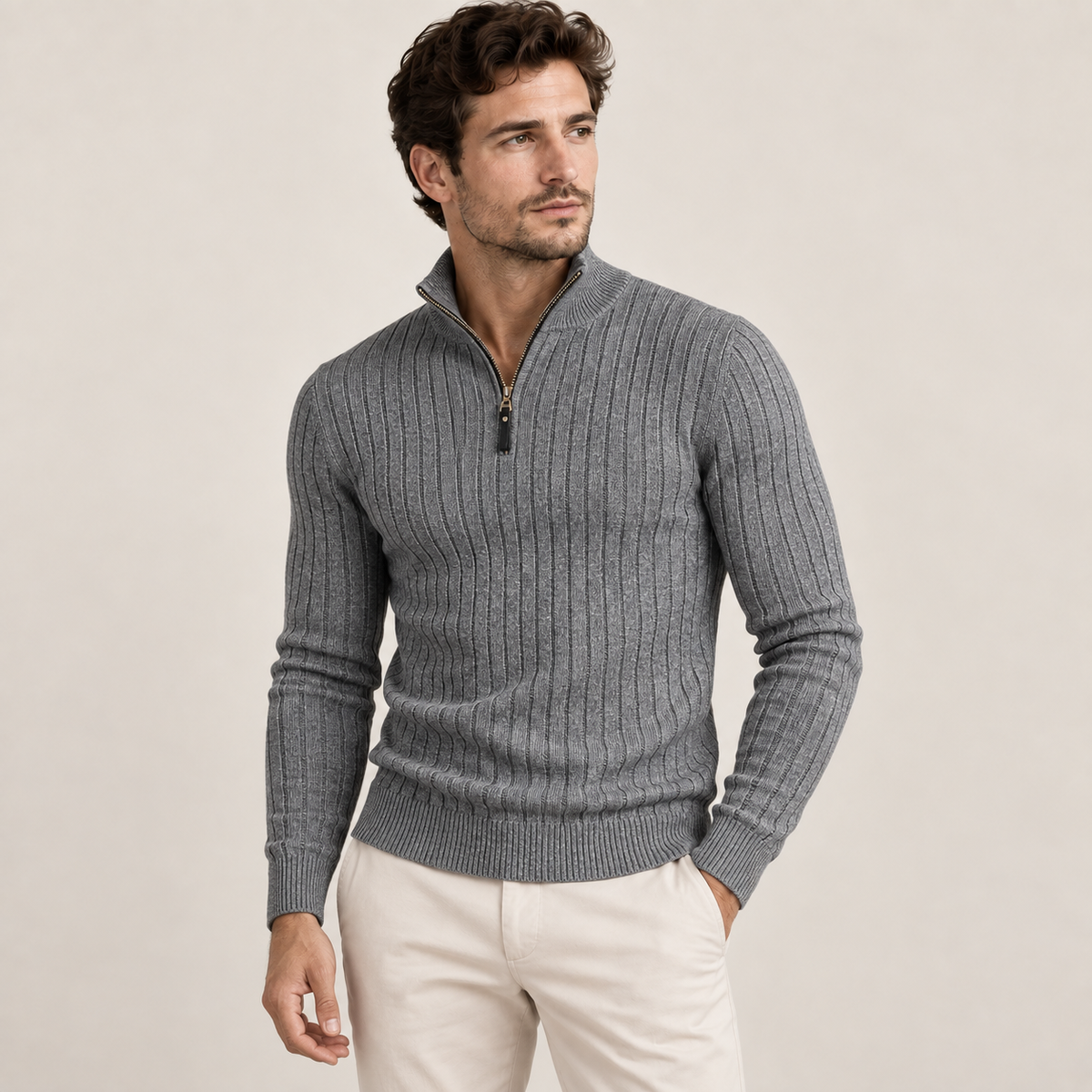 Wesley - Ribbed Mens Quarter Zip Jumper