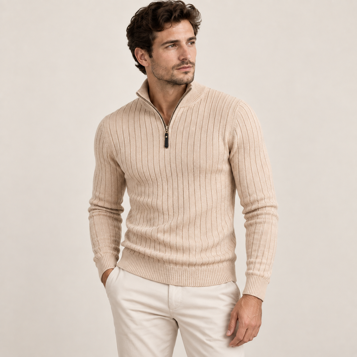 Wesley - Ribbed Mens Quarter Zip Jumper